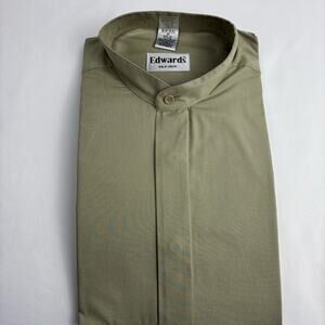 NWT Edwards Men's Dress Shirt Button Down Long Sleeve- Olive Green Small 14-14.5